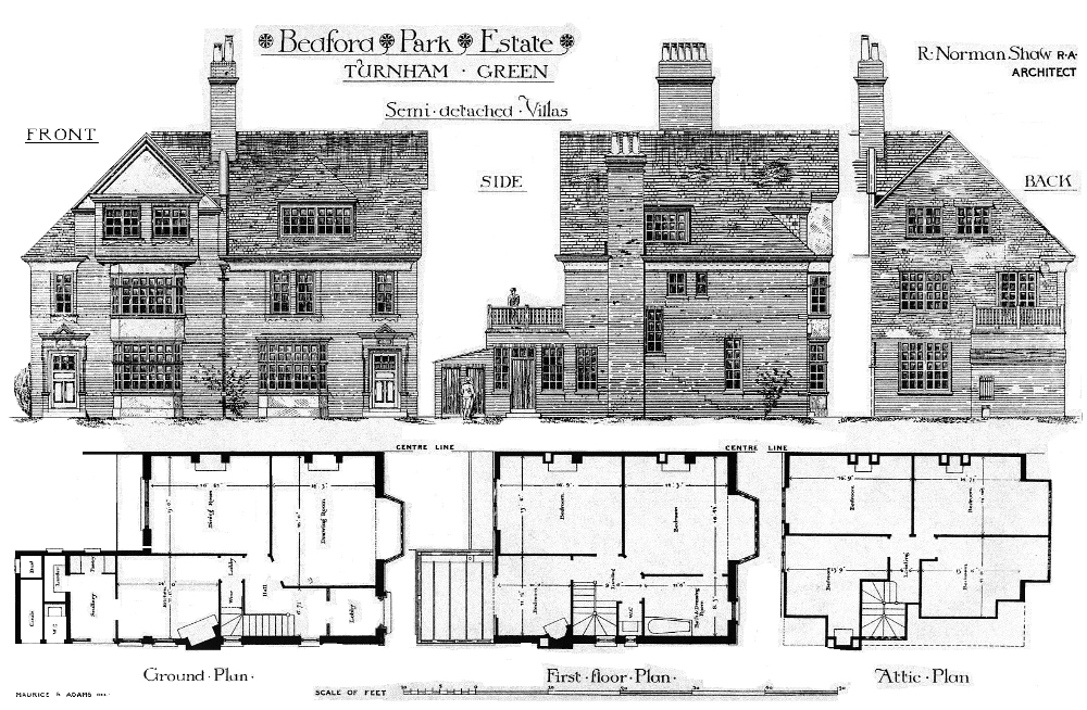 Architect's plan of Blenheim Road-type house